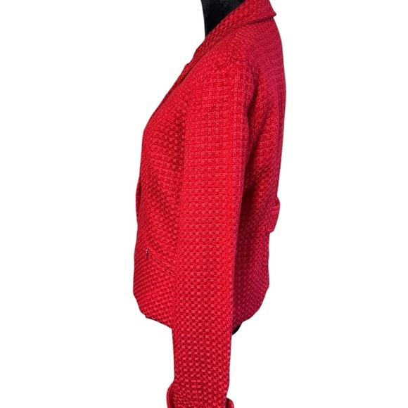 First Option Red Tweed Button Blazer Women’s Medium – Classic Style - Picture 3 of 11